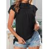 imageBlouses for Women Summer Tops 2025 Trendy Ruffle Sleeves Mock Neck T Shirts Pleated Front Loose Fit Work BlouseBlack