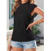 imageBlouses for Women Summer Tops 2025 Trendy Ruffle Sleeves Mock Neck T Shirts Pleated Front Loose Fit Work BlouseBlack