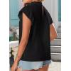 imageBlouses for Women Summer Tops 2025 Trendy Ruffle Sleeves Mock Neck T Shirts Pleated Front Loose Fit Work BlouseBlack