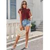 imageBlouses for Women Summer Tops 2025 Trendy Ruffle Sleeves Mock Neck T Shirts Pleated Front Loose Fit Work BlouseBurgundy