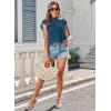 imageBlouses for Women Summer Tops 2025 Trendy Ruffle Sleeves Mock Neck T Shirts Pleated Front Loose Fit Work BlousePeacock Blue
