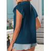imageBlouses for Women Summer Tops 2025 Trendy Ruffle Sleeves Mock Neck T Shirts Pleated Front Loose Fit Work BlousePeacock Blue