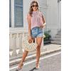 imageBlouses for Women Summer Tops 2025 Trendy Ruffle Sleeves Mock Neck T Shirts Pleated Front Loose Fit Work BlousePink