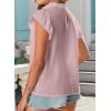 imageBlouses for Women Summer Tops 2025 Trendy Ruffle Sleeves Mock Neck T Shirts Pleated Front Loose Fit Work BlousePink
