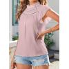 imageBlouses for Women Summer Tops 2025 Trendy Ruffle Sleeves Mock Neck T Shirts Pleated Front Loose Fit Work BlousePink