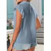 imageBlouses for Women Summer Tops 2025 Trendy Ruffle Sleeves Mock Neck T Shirts Pleated Front Loose Fit Work BlouseSky Blue