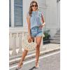 imageBlouses for Women Summer Tops 2025 Trendy Ruffle Sleeves Mock Neck T Shirts Pleated Front Loose Fit Work BlouseSky Blue