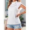 imageBlouses for Women Summer Tops 2025 Trendy Ruffle Sleeves Mock Neck T Shirts Pleated Front Loose Fit Work BlouseWhite