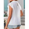 imageBlouses for Women Summer Tops 2025 Trendy Ruffle Sleeves Mock Neck T Shirts Pleated Front Loose Fit Work BlouseWhite