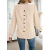 imageWomens Boho Tops Long Sleeve Shirts For Women Cute Crewneck Blouse Dressy Casual Swiss Dot Crochet Hollow Top 2025Apricot