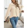 imageWomens Boho Tops Long Sleeve Shirts For Women Cute Crewneck Blouse Dressy Casual Swiss Dot Crochet Hollow Top 2025Apricot
