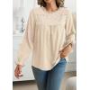 imageWomens Boho Tops Long Sleeve Shirts For Women Cute Crewneck Blouse Dressy Casual Swiss Dot Crochet Hollow Top 2025Apricot