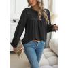 imageWomens Boho Tops Long Sleeve Shirts For Women Cute Crewneck Blouse Dressy Casual Swiss Dot Crochet Hollow Top 2025Black
