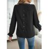 imageWomens Boho Tops Long Sleeve Shirts For Women Cute Crewneck Blouse Dressy Casual Swiss Dot Crochet Hollow Top 2025Black
