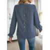 imageWomens Boho Tops Long Sleeve Shirts For Women Cute Crewneck Blouse Dressy Casual Swiss Dot Crochet Hollow Top 2025Blue
