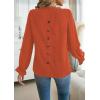 imageWomens Boho Tops Long Sleeve Shirts For Women Cute Crewneck Blouse Dressy Casual Swiss Dot Crochet Hollow Top 2025Bright Orange