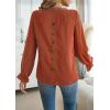 imageWomens Boho Tops Long Sleeve Shirts For Women Cute Crewneck Blouse Dressy Casual Swiss Dot Crochet Hollow Top 2025Caramel