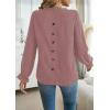 imageWomens Boho Tops Long Sleeve Shirts For Women Cute Crewneck Blouse Dressy Casual Swiss Dot Crochet Hollow Top 2025Dusty Pink