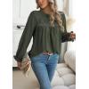 imageWomens Boho Tops Long Sleeve Shirts For Women Cute Crewneck Blouse Dressy Casual Swiss Dot Crochet Hollow Top 2025Green