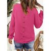 imageWomens Boho Tops Long Sleeve Shirts For Women Cute Crewneck Blouse Dressy Casual Swiss Dot Crochet Hollow Top 2025Hot Pink