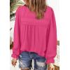 imageWomens Boho Tops Long Sleeve Shirts For Women Cute Crewneck Blouse Dressy Casual Swiss Dot Crochet Hollow Top 2025Hot Pink