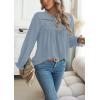 imageWomens Boho Tops Long Sleeve Shirts For Women Cute Crewneck Blouse Dressy Casual Swiss Dot Crochet Hollow Top 2025Light Blue