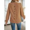 imageWomens Boho Tops Long Sleeve Shirts For Women Cute Crewneck Blouse Dressy Casual Swiss Dot Crochet Hollow Top 2025Light Camel