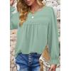 imageWomens Boho Tops Long Sleeve Shirts For Women Cute Crewneck Blouse Dressy Casual Swiss Dot Crochet Hollow Top 2025Light Green