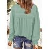 imageWomens Boho Tops Long Sleeve Shirts For Women Cute Crewneck Blouse Dressy Casual Swiss Dot Crochet Hollow Top 2025Light Green
