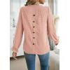 imageWomens Boho Tops Long Sleeve Shirts For Women Cute Crewneck Blouse Dressy Casual Swiss Dot Crochet Hollow Top 2025Pink