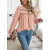 imageWomens Boho Tops Long Sleeve Shirts For Women Cute Crewneck Blouse Dressy Casual Swiss Dot Crochet Hollow Top 2025Pink