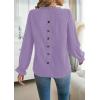 imageWomens Boho Tops Long Sleeve Shirts For Women Cute Crewneck Blouse Dressy Casual Swiss Dot Crochet Hollow Top 2025Purple
