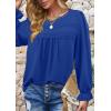 imageWomens Boho Tops Long Sleeve Shirts For Women Cute Crewneck Blouse Dressy Casual Swiss Dot Crochet Hollow Top 2025Royal Blue