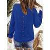imageWomens Boho Tops Long Sleeve Shirts For Women Cute Crewneck Blouse Dressy Casual Swiss Dot Crochet Hollow Top 2025Royal Blue
