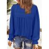 imageWomens Boho Tops Long Sleeve Shirts For Women Cute Crewneck Blouse Dressy Casual Swiss Dot Crochet Hollow Top 2025Royal Blue
