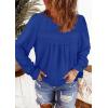 imageWomens Boho Tops Long Sleeve Shirts For Women Cute Crewneck Blouse Dressy Casual Swiss Dot Crochet Hollow Top 2025Royal Blue