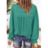 imageWomens Boho Tops Long Sleeve Shirts For Women Cute Crewneck Blouse Dressy Casual Swiss Dot Crochet Hollow Top 2025Turquoise