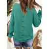 imageWomens Boho Tops Long Sleeve Shirts For Women Cute Crewneck Blouse Dressy Casual Swiss Dot Crochet Hollow Top 2025Turquoise