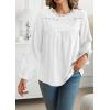 imageWomens Boho Tops Long Sleeve Shirts For Women Cute Crewneck Blouse Dressy Casual Swiss Dot Crochet Hollow Top 2025White