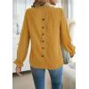 imageWomens Boho Tops Long Sleeve Shirts For Women Cute Crewneck Blouse Dressy Casual Swiss Dot Crochet Hollow Top 2025Yellow