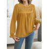 imageWomens Boho Tops Long Sleeve Shirts For Women Cute Crewneck Blouse Dressy Casual Swiss Dot Crochet Hollow Top 2025Yellow