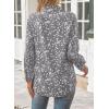 imageWomens Business Casual V Neck Floral Print Long Sleeve Blouses Fashion Button Down Tops Roll Up Bohemian ShirtsGray