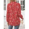 imageWomens Business Casual V Neck Floral Print Long Sleeve Blouses Fashion Button Down Tops Roll Up Bohemian ShirtsRed
