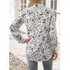 imageWomens Business Casual V Neck Floral Print Long Sleeve Blouses Fashion Button Down Tops Roll Up Bohemian ShirtsWhite