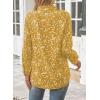 imageWomens Business Casual V Neck Floral Print Long Sleeve Blouses Fashion Button Down Tops Roll Up Bohemian ShirtsYellow