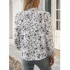 imageWomens Dressy Casual V Neck Smocked Long Sleeve Floral Print Chiffon Blouses Bohemian Business TopsWhite