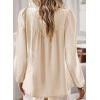 imageWomens Fall Tops Crewneck Long Sleeve Shirts Casual Chiffon Blouses Flowy Lace Hem Boho Clothing Trendy 2025Apricot