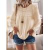 imageWomens Fall Tops Crewneck Long Sleeve Shirts Casual Chiffon Blouses Flowy Lace Hem Boho Clothing Trendy 2025Apricot