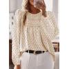 imageWomens Fall Tops Crewneck Long Sleeve Shirts Casual Chiffon Blouses Flowy Lace Hem Boho Clothing Trendy 2025Apricotblack Dots