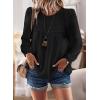 imageWomens Fall Tops Crewneck Long Sleeve Shirts Casual Chiffon Blouses Flowy Lace Hem Boho Clothing Trendy 2025Black